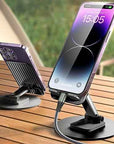 Foldable Cell Phone Stand, C4 Portable Aluminum Phone Holder, Adjustable Phone Dock Cradle Compatible With IPhone 14,13,12,11 Pro Max, Samsung Galaxy, Small Tablets And Other Phones