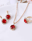 Europe and America fashion round crystal necklace earrings ring set hot jewelry jewelry wholesale jewelry wholesale