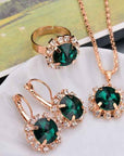 Europe and America fashion round crystal necklace earrings ring set hot jewelry jewelry wholesale jewelry wholesale