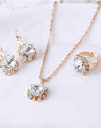 Europe and America fashion round crystal necklace earrings ring set hot jewelry jewelry wholesale jewelry wholesale