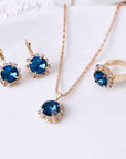 Europe and America fashion round crystal necklace earrings ring set hot jewelry jewelry wholesale jewelry wholesale