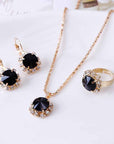 Europe and America fashion round crystal necklace earrings ring set hot jewelry jewelry wholesale jewelry wholesale