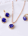 Europe and America fashion round crystal necklace earrings ring set hot jewelry jewelry wholesale jewelry wholesale