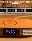 Touch Control Bedside Lamp with Clock & Wireless Charger