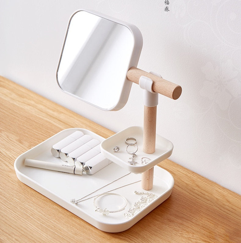 Desktop Cosmetics Storage Box Makeup Brush Lipstick Mask Skin Care Products With Mirror Dressing Table Finishing Rack - Glamour gadget04