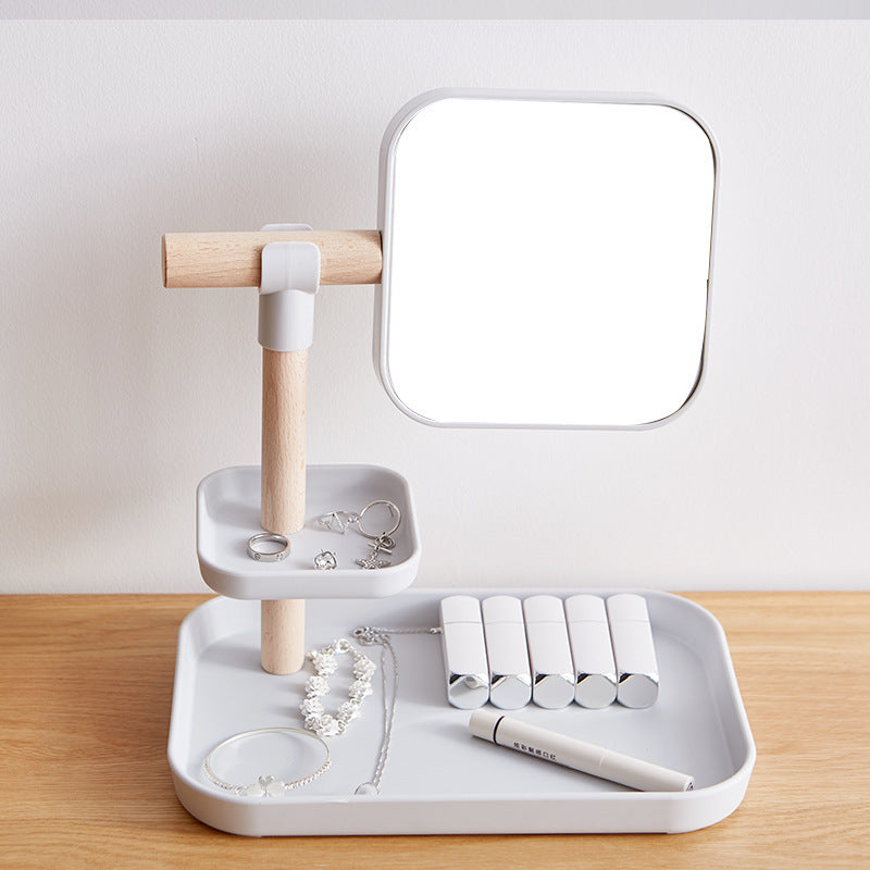 Desktop Cosmetics Storage Box Makeup Brush Lipstick Mask Skin Care Products With Mirror Dressing Table Finishing Rack - Glamour gadget04