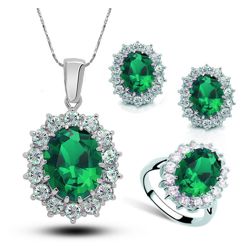 Crystal Jewelry Bridal Necklace Earrings Ring Jewelry Set - Glamour gadget04
