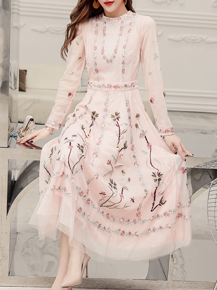 Temperament Skirt Heavy Embroidered Thin Dress - Glamour gadget04