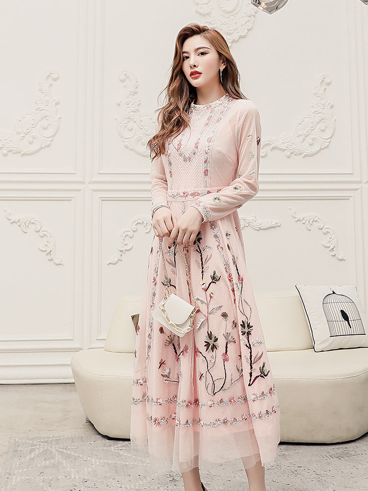 Temperament Skirt Heavy Embroidered Thin Dress - Glamour gadget04