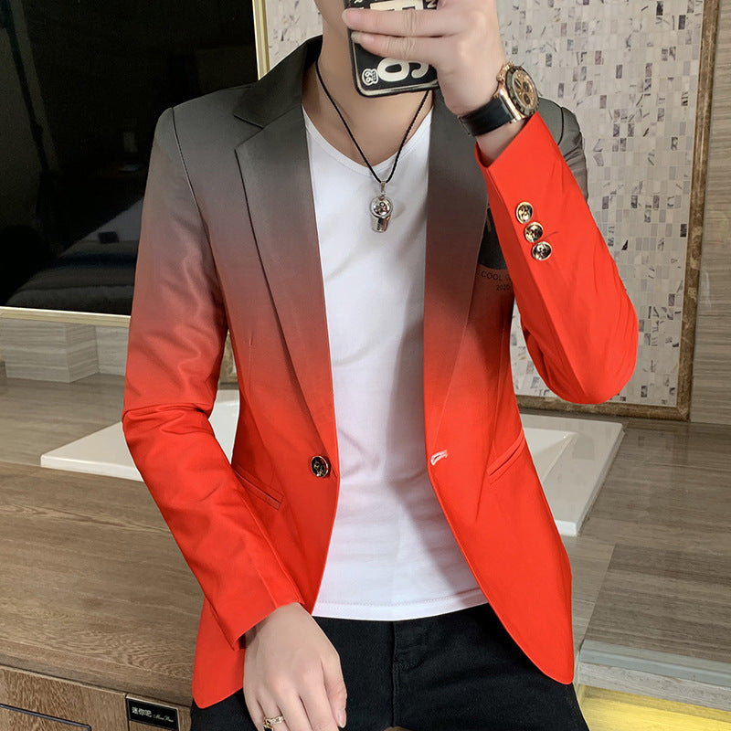 Blazer Men New Male Gradient Suit Jacket Masculino Korean Style Slim Fit Casual Men Fashion Trend Dress Jacket - Glamour gadget04