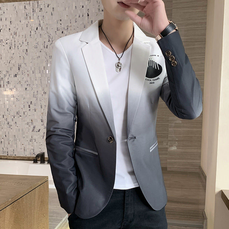 Blazer Men New Male Gradient Suit Jacket Masculino Korean Style Slim Fit Casual Men Fashion Trend Dress Jacket - Glamour gadget04
