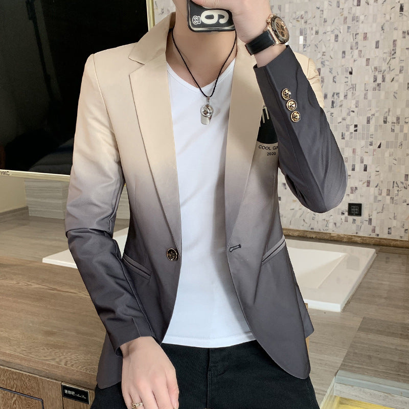 Blazer Men New Male Gradient Suit Jacket Masculino Korean Style Slim Fit Casual Men Fashion Trend Dress Jacket - Glamour gadget04