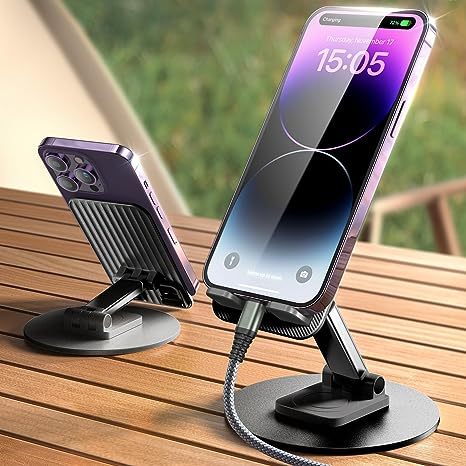 Foldable Cell Phone Stand, C4 Portable Aluminum Phone Holder, Adjustable Phone Dock Cradle Compatible With IPhone 14,13,12,11 Pro Max, Samsung Galaxy, Small Tablets And Other Phones - Glamour gadget04