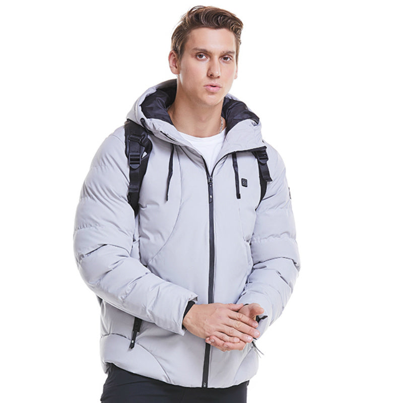 New Men Women Cotton Coat USB Smart Electric Heated Jackets Winter Thicken Down Hooded Outdoor Hiking Ski Clothing 7XL - Glamour gadget04