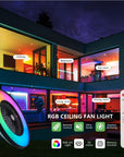 23″ Smart RGB Ceiling Fan Light