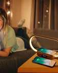 Touch Control Bedside Lamp with Clock & Wireless Charger