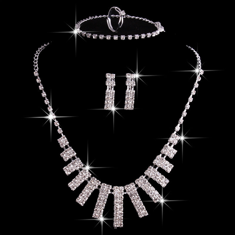 Hao Yue jewelry set, foreign trade explosion jewelry, bridal jewelry four sets, wedding match crystal jewelry set - Glamour gadget04