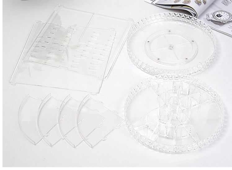 Rotating cosmetic storage box diamond pattern transparent makeup box skin care product display box - Glamour gadget04