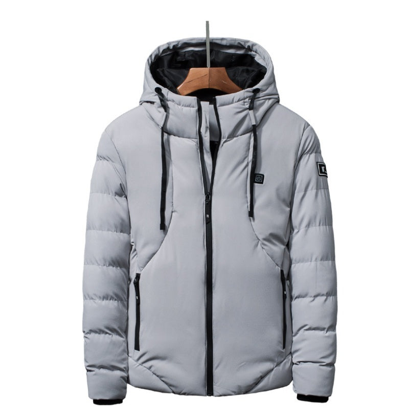 New Men Women Cotton Coat USB Smart Electric Heated Jackets Winter Thicken Down Hooded Outdoor Hiking Ski Clothing 7XL - Glamour gadget04