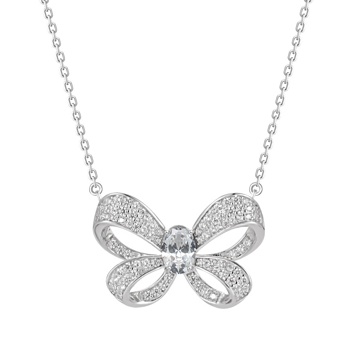 925 Sterling Silver Jeweleries Colorful Bow Necklace - Glamour gadget04