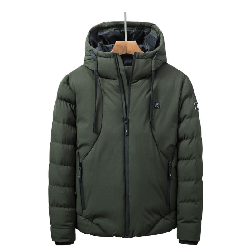 New Men Women Cotton Coat USB Smart Electric Heated Jackets Winter Thicken Down Hooded Outdoor Hiking Ski Clothing 7XL - Glamour gadget04