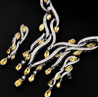 New Crystal Jewelry Zircon Jewelry Set Tassel Pendant - Glamour gadget04