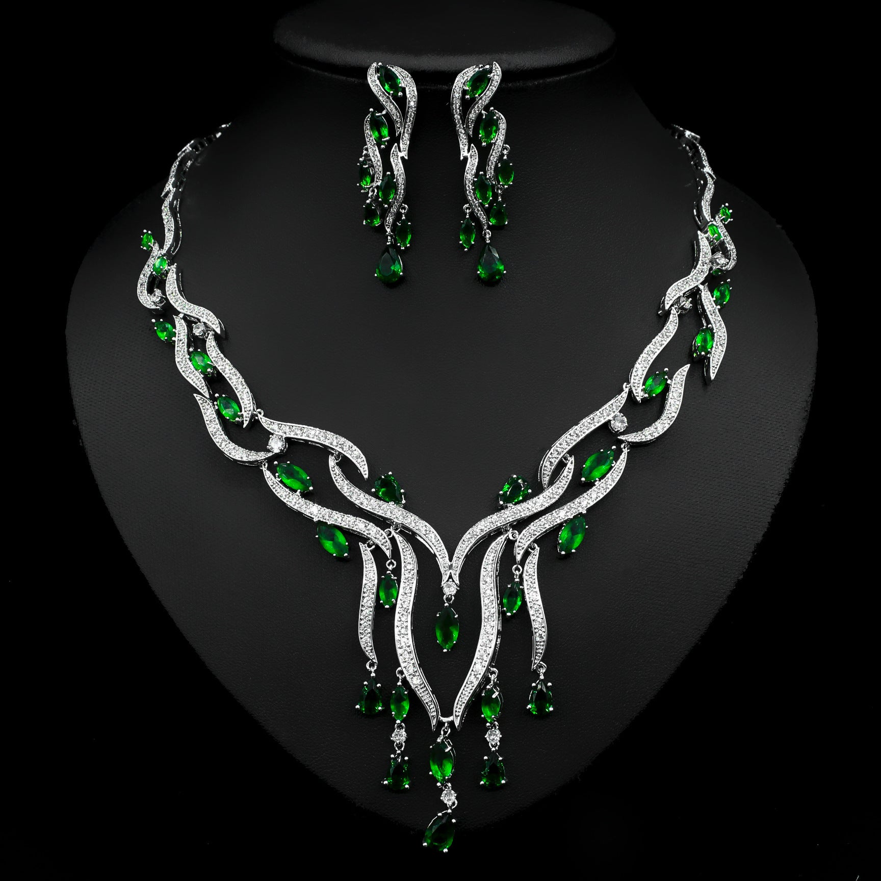 New Crystal Jewelry Zircon Jewelry Set Tassel Pendant - Glamour gadget04