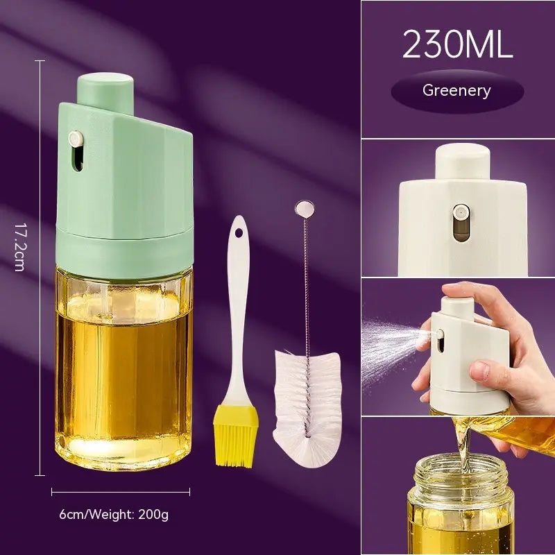 Kitchen Gadget 2-in-1 Glass Oil Bottle Press Oil Dispenser Barbecue Fuel Injector - Glamour gadget04