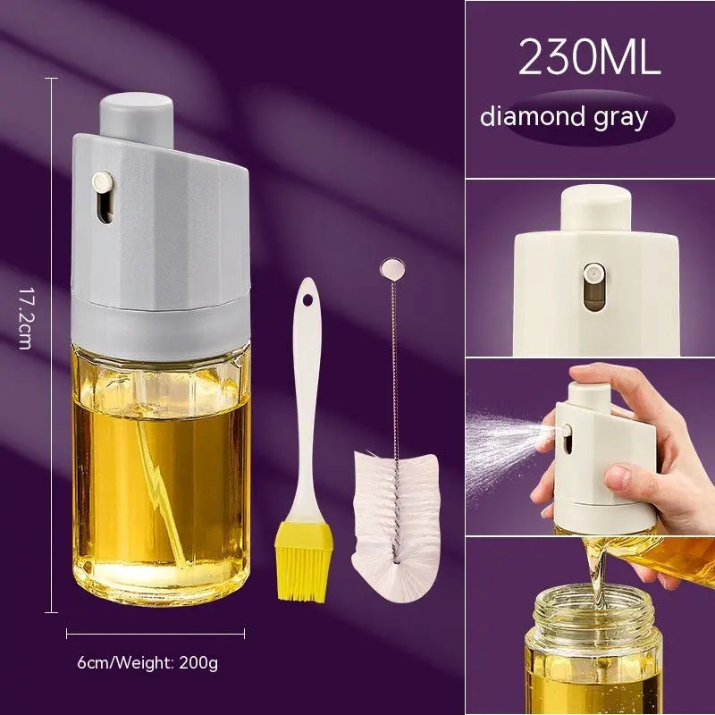 Kitchen Gadget 2-in-1 Glass Oil Bottle Press Oil Dispenser Barbecue Fuel Injector - Glamour gadget04