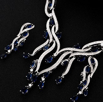 New Crystal Jewelry Zircon Jewelry Set Tassel Pendant - Glamour gadget04