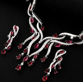 New Crystal Jewelry Zircon Jewelry Set Tassel Pendant - Glamour gadget04