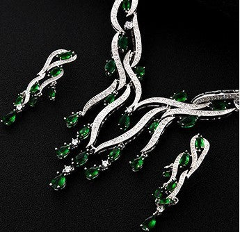 New Crystal Jewelry Zircon Jewelry Set Tassel Pendant - Glamour gadget04